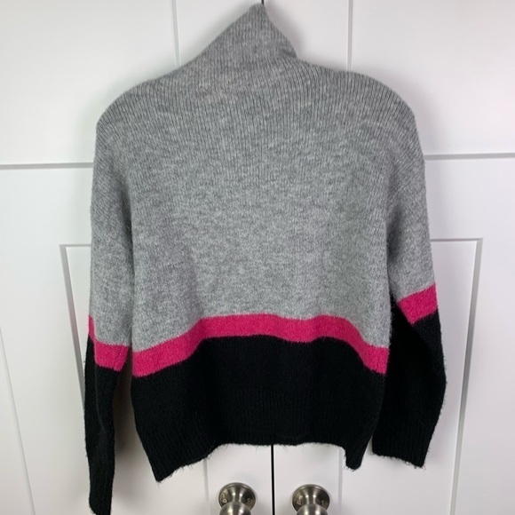 Karen Kane SMALL wool Blend Sweater Color Block Gray Pink Mock Neck - Picture 4 of 6